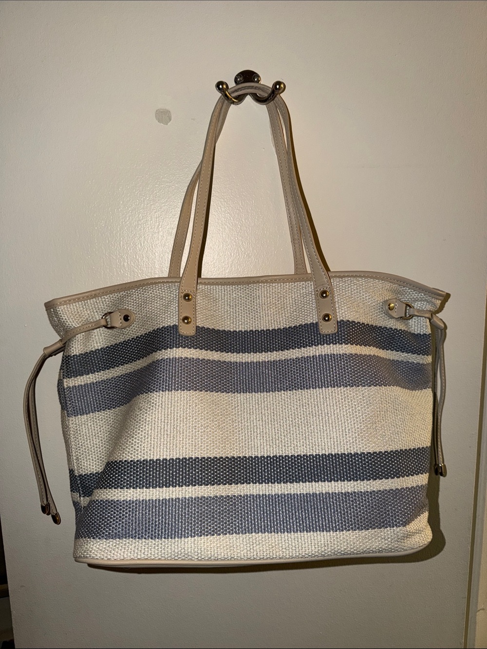 Urban Expressions Striped Tote in Blue and Beige